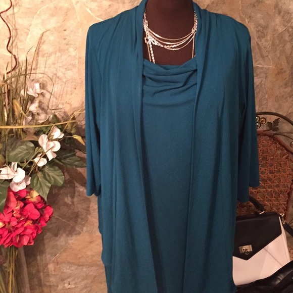 Dress barn 🌹gorgeous teal dress & attached wrap - Picture 4 of 8